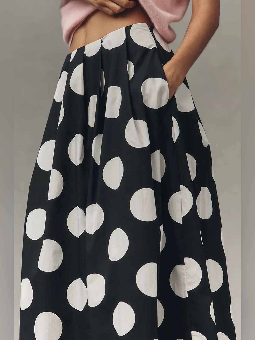 New Anthropologie Maeve Cotton Poplin Pleated Midi Skirt Size XL - Picture 4 of 7